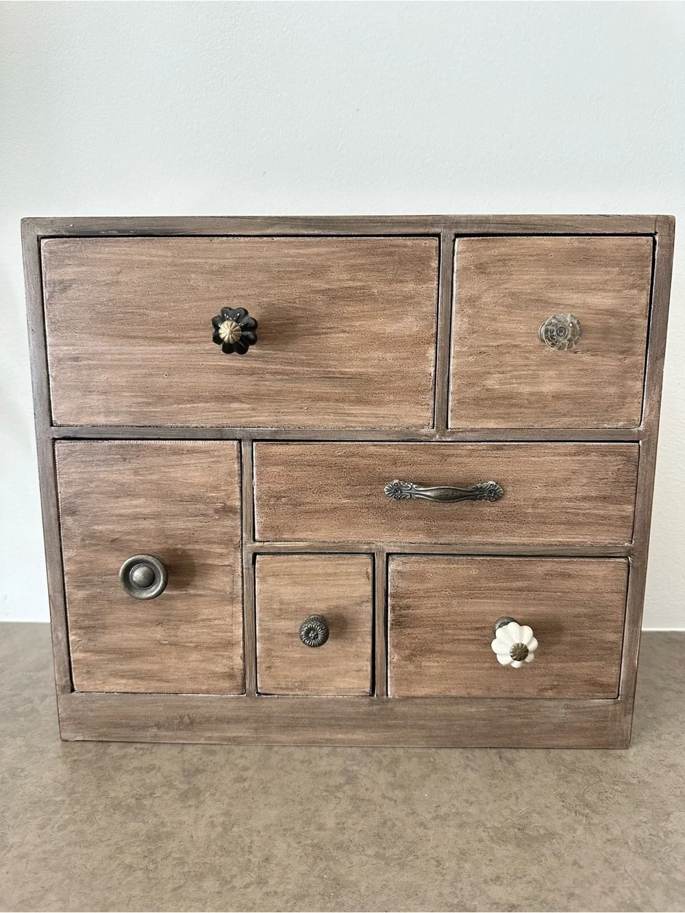 Wooden Tea & Coffee Pod Coco Organizer Apothecary Brown Faux Wood Grained Paint